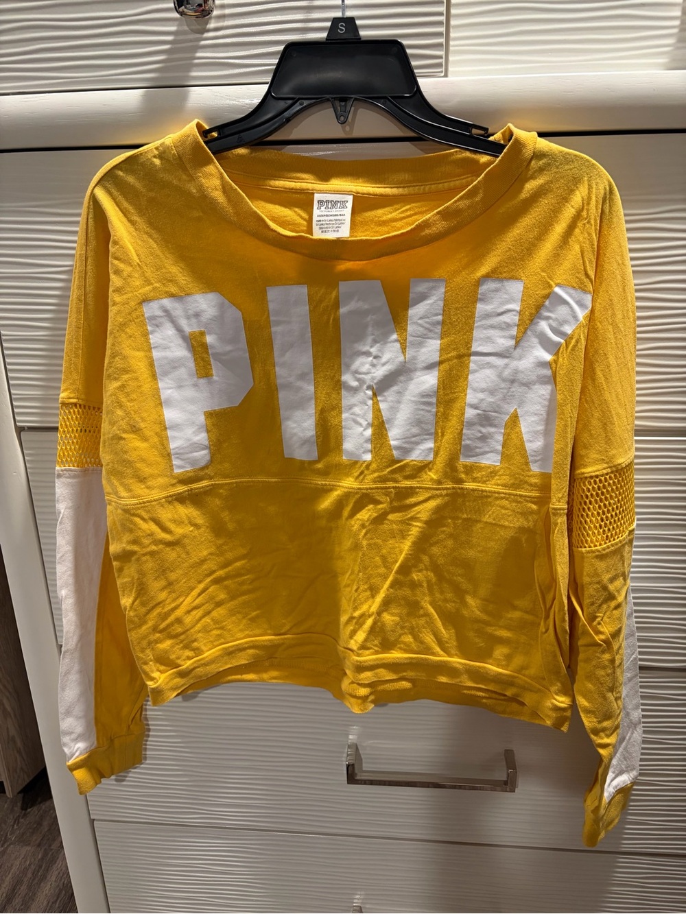 PINK Victoria's Secret Bright Yellow Crew Tee